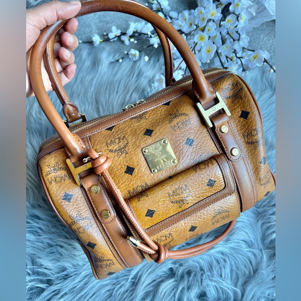 Authentic MCM congnac Boston bag (NW411)